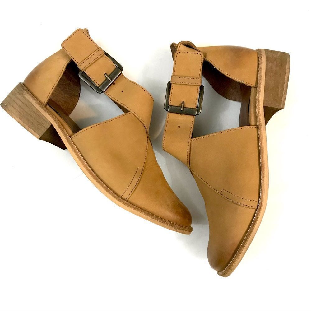 Crevo Tan Cutout Ankle Booties with Buckle - Picture 3 of 8